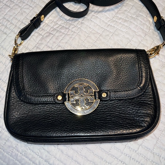 ❤️ Price Drop Tory Burch Amanda Black Leather Gold Tone Hardware Crossbody Bag - Picture 16 of 16